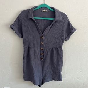 New In Gauze Button Up Romper
